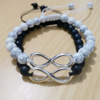 2Pcs/Set Genuine Stone Infinity Charm Relationship Matching Couple Bracelets