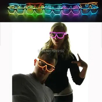 Sound control el glasses Clear Lens El Wire Fashion Neon LED Light Up Shutter Shaped Glasses Rave Costume Christmas Party