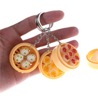 Simulation Food Key Chains Noodle Creative Keychain Chinese Steamed Bun Dumpling Mini Steamer Bag Pendant Keyring