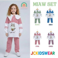 Setelan Anak Remaja Perempuan Usia 4-10 Tahun Crinkle Airflow Ungu Motif Random,M (4-5tahun)