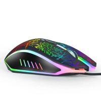 Wired mouse with crackle pattern for gaming, CF, PUBG, LOL, USB, for desktop computers, laptops, hom