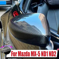 Real Carbon Fiber Rearview Rear View Side Mirror Cover Trim Shell Sticker For Mazda MX-5 ND1 ND2 2016-2023 LHD RHD