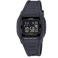CASIO卡西歐 十年電力實用百搭經典黑數位錶(W-201-1B)/36mm
