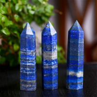 1.57"-3.14" Natural Crystals Stone lapis lazuli Wands Polishing Reiki Healing Energy Stone Hexagonal Point Obelisk Gemstones