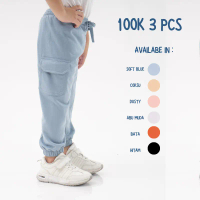 Celana Jogger Cargo Anak 3 Pcs 1-10 Tahun Panjang Baby Terry Unisex Premium Kargo Joger Laki Laki Pe