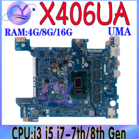 X406UA Laptop Motherboard For ASUS VivoBook S14 X406UAR X406U X406UAS S406U V406U Mainboard With i3 i5 i7-7th/8th RAM-4G/8G/16G