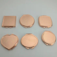 Metal Rose Gold Makeup Mirror Compact Portable Double-Sided Mirror Foldable Bag Makeup Compact Mirror Easy Open Beauty Accessory