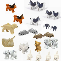 Animals Cute Dogds Devil Fish Sled Dog Siberian Husky Dinosaurs Figure Building Blocks Toys for Children Gift Assemble Toy