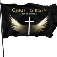 Jesus Christ He is Risen Christian 3x5 Flags for Home Decorative Yard Deluxe Outdoor Banner