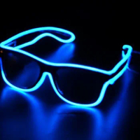 Free Shipping Blue el glasses El Wire Fashion Neon LED Light Up Shutter Shaped Glasses Rave Costume Party