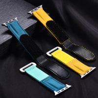Nylon+Leather Loop Strap for Apple Watch Band 45mm 44mm 40mm 49mm Sport Fabric Band Elastic Bracelet iWatch Ultra 8 7 6 SE 5 4