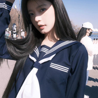 原創jk制服紺三本水手服基礎款正品日系中間服學院風學生班服校服-創美