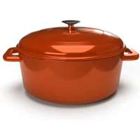 6 Qt Enameled Cast Iron Dutch Oven with Lid, Dual Handle, Round, Multiple Colors Available