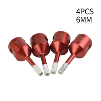 4pcs 6mm M14 Dry Vacuum Brazed Diamond Drilling Core Bit Marble Stone Masonry Hole Saw For Angle Grinder Tile Drill Bits Red