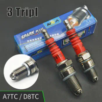 Universal Motorcycle Spark Plug 3 Triple Electrode A7TC D8TC For GY6 CG 50 70 110 125 150CC Motorcycle ATV Scooter Dirt Bike