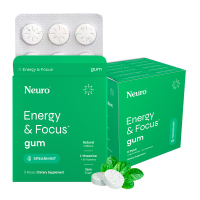 หมากฝรั่ง/มิ้นท์คาเฟอีน Neuro Energy เพื่อพลังงานและสมาธิ - ปราศจากน้ำตาล พร้อม L-theanine คาเฟอีน ว