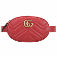 GUCCI GG Marmont 山型絎縫皮革手拿/腰包(紅色)