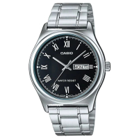 【CASIO 卡西歐】經典英倫復古不鏽鋼紳士指針錶-羅馬黑面(MTP-V006D-1B)