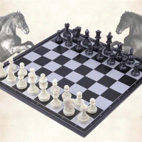 Top Grade Plastic Chess Game International Chess Set Foldable Chessboard Magnetic HIPS Chess Pieces Family Board Game