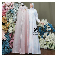 Dumma.id - One Set Pakaian Wanita  Lea Set Outer  Ceruty Azali Mix Organza Milk  Gamis Cantik - Nude