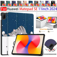 เคสหนัง PU สำหรับแท็บเล็ต Huawei Matepad SE 11 นิ้ว 2024 พร้อมขาตั้งแบบพับได้แบบปรับได้
