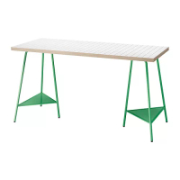 LAGKAPTEN/TILLSLAG 書桌/工作桌, 白色 碳黑色/綠色, 140x60 公分