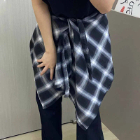 GRAB Rok Tali Pinggul Penutup Pantat Rok Booty Cover Kotak-Kotak Korea **