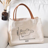Funny Rabbit Duck Printed Book Tote Bag Work Bag Gift for Teachers Women Lady Canvas Beach Handbag Dropshipping