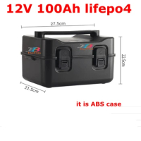 lithium 12V 100AH Lifepo4 battery 2 USB ports BMS 4S 12.6V for Solar Energy camper cleaning machines EV UPS +10A Charger