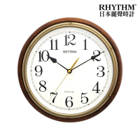 【RHYTHM 麗聲】典雅歐式實木整點報時音樂掛鐘(咖啡色)