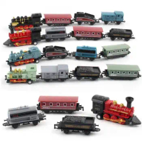 1 Set Vintage Steam Train Toy with Locomotive 3 Carriages Pull Back Realistic Mini Kids Retro Die-cast Train Model Ornament