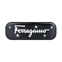 【Salvatore Ferragamo】SALVATORE FERRAGAMO 經典字母LOGO樹脂彈簧髮夾(黑)