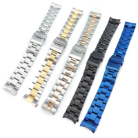 22mm Stainless Steel Watch Strap Curved Solid/Hollow End Links Watch Band For Seiko SKX007 SRPD61 Diving Strap Accessories