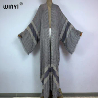 WINYI new Summer print Women Cardigan beachwaer sexy Boho Maxi African Holiday long Sleeve Silk feeling Robe kimono kaftan