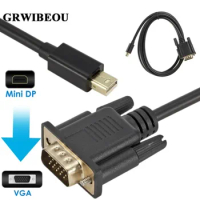 GRWIBEOU MINI Display Port MINI DP To VGA Adapter Cable 1.8m Male To Male Converter for PC Computer Laptop TV Monitor Projector