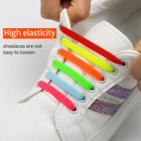 10 pair Silicone Shoe Laces Elastic No Tie Shoelaces For Sneakers Quick put on and take off Safety Lazy Shoe Lace Accessories