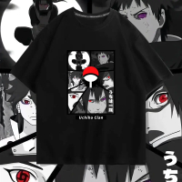 Naruto พิมพ์แขนสั้นลำลองคอกลมแขนสั้นเสื้อยืดหลวมผ้าฝ้ายแท้ด้านบน
