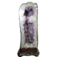 【古緣居】巴西天然紫水晶洞 +實木底座(38.55公斤)