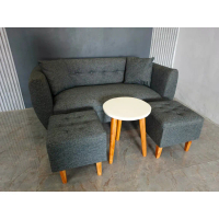 ( 71 ) sofa minimalis set retro + 2 pcs stool dan free meja sofa costume