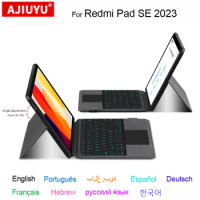 Keyboard Case For Redmi Pad SE 2023 Red Mi Pad Se 11 Inch Tablet Protective Cover With Keyboard French Korean German Russian