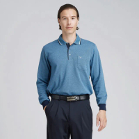 【Emilio Valentino 范倫鐵諾】男 長袖POLO衫 保暖 刷磨毛 胸袋 POLO衫 上衣 寶藍/深藍(66-4V8168)