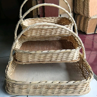 keranjang rotan kotak tangkai set 3pcs ready stock satu paket isi 3pcs size besar,sedang dan kecil p