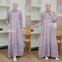 Dress Qadija Silk Mewah | Gamis Motif Kondangan Pesta Lebaran | Dress Batik Wanita Meira Violet