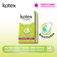 Kotex Liners Daily Fresh Unscented  Longer & Wider isi 32 pads