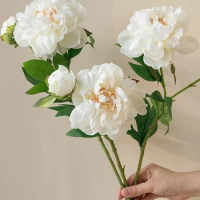 White Peony Artificial Flower Large Peony Silk Artificial Flower Pink Fake Peony Decoration Home Wedding Spring Flowers