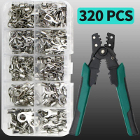 320Pcs 10 In 1 Non-Insulated Ring Fork U-type Brass Terminals Assortment Kit OT/UT Cable Wire Connec