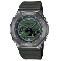 【CASIO 卡西歐】G-SHOCK 農家橡樹 時尚金屬八角雙顯腕錶 女王節(GM-2100B-3A)