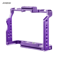 Andoer Camera Cage Video Cage with Dual Cold Shoe Mounts 1/4 Inch Threads for Sony A7IV/ A7III/ A7II/ A7R III/ A7R II/ A7S II