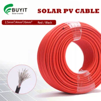Solar pv cable 10m/roll Solar Cable wire 1500V 4mm2/ 6mm2(12/10AWG) PV Cabel red and black cable jacket With TUV Approval