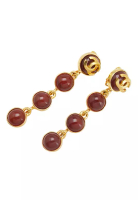 Chanel 二手香奈兒鍍金CC Gripoix水滴夾式耳環